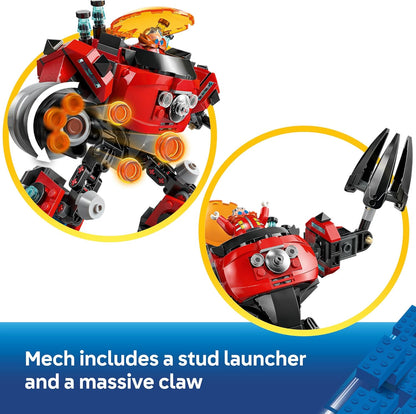 LEGO Sonic the Hedgehog Knuckles vs. Dr. Eggman Egg Crusher Mech - Conjunto de Construção com 2 Minifiguras, Anéis e Esmeraldas do Caos - Presente para Fãs de Videogames a partir de 8 Anos - 77005