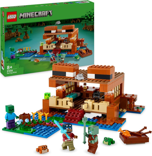 LEGO  Brinquedo de construção Minecraft The Frog House, presente para meninas, meninos e crianças a partir de 8 anos, conjunto de construção para jogos com personagens e figuras de animais mob 21256