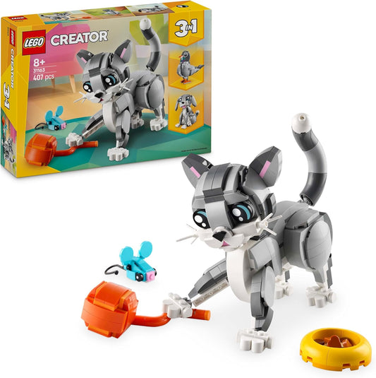 LEGO Brinquedo lúdico de gato Creator 3 em 1 - Transforma-se em uma figura de pombo ou cachorro de estimação - Conjunto de construção de animais para crianças, meninas e meninos com mais de 8 anos - Presente de aniversário criativo