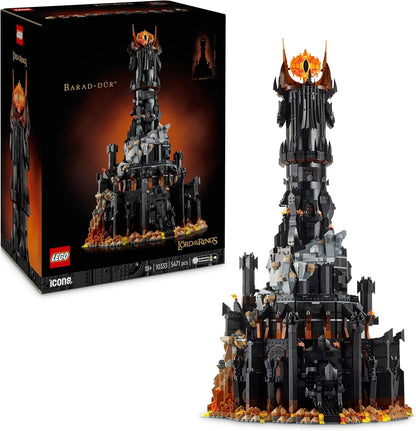 LEGO Ícones O Senhor dos Anéis: modelo Barad-dûr, conjunto de construção de recordações de filmes para adultos, ideia de presente para homens e mulheres, inclui minifiguras de Sauron, Gothmog, Orc, Frodo, Sam e Gollum