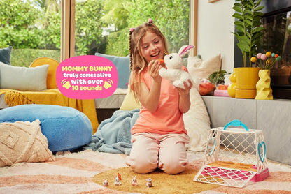 Pets Alive Mommy Bunny & Baby Surprise da ZURU, brinquedo surpresa eletrônico robótico realista de pelúcia macia para crianças.