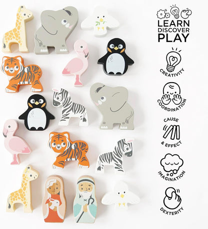 Le Toy Van TV212 Classificador de formas de Noé | Brinquedo sensorial para bebês com arca colorida e animais - adequado para crianças de 2 anos ou mais