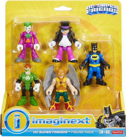 Imaginext BCXV33 Conjunto de Brinquedos com Figuras de Ação dos Super-Heróis da DC - Batman, Coringa, Pinguim, Lanterna Verde e Gavião Negro