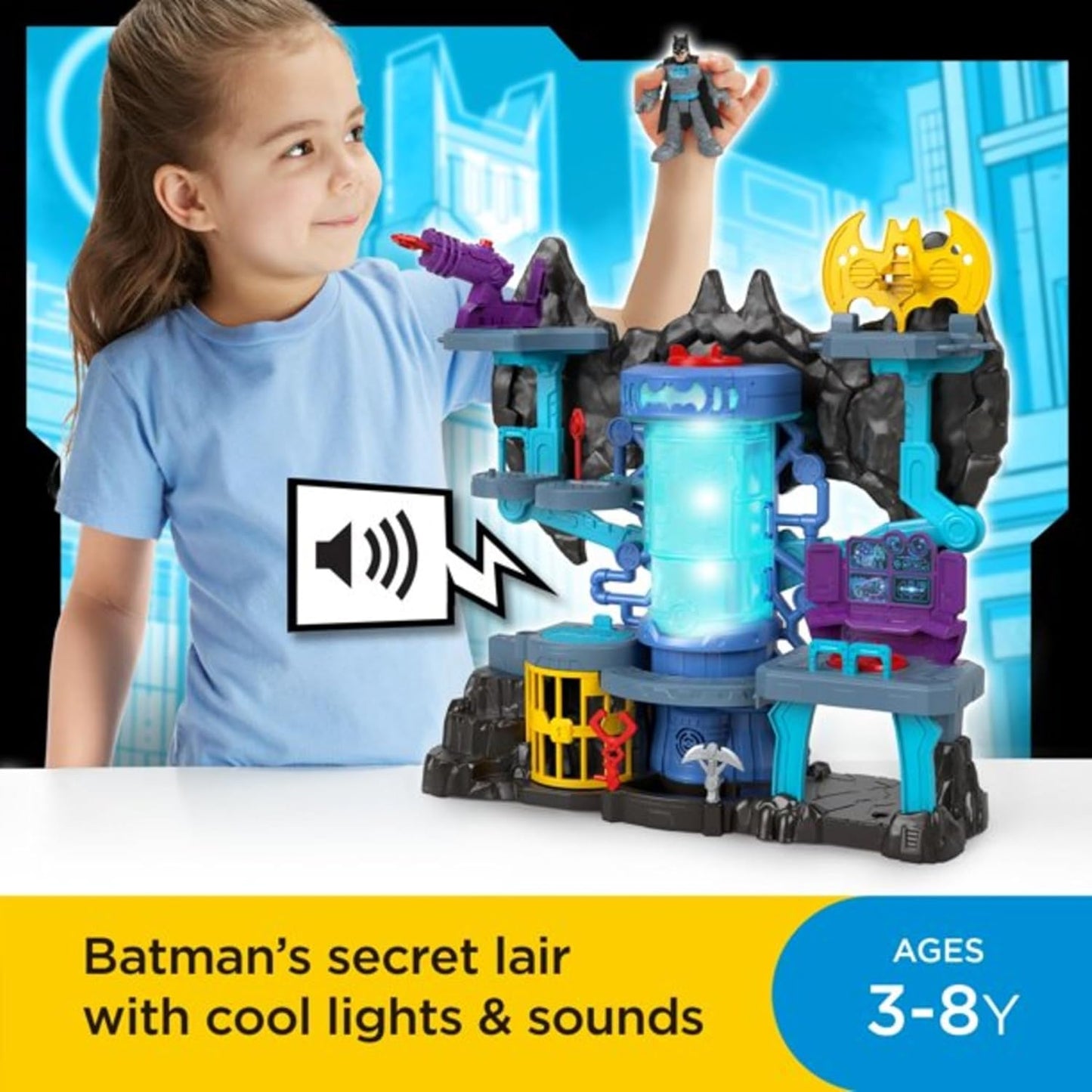Brinquedo Fisher-Price Imaginext DC Super Friends Batman Bat-Tech Batcaverna com Luzes e Sons para Brincar de Faz de Conta para Crianças a partir de 3 Anos, HGN70