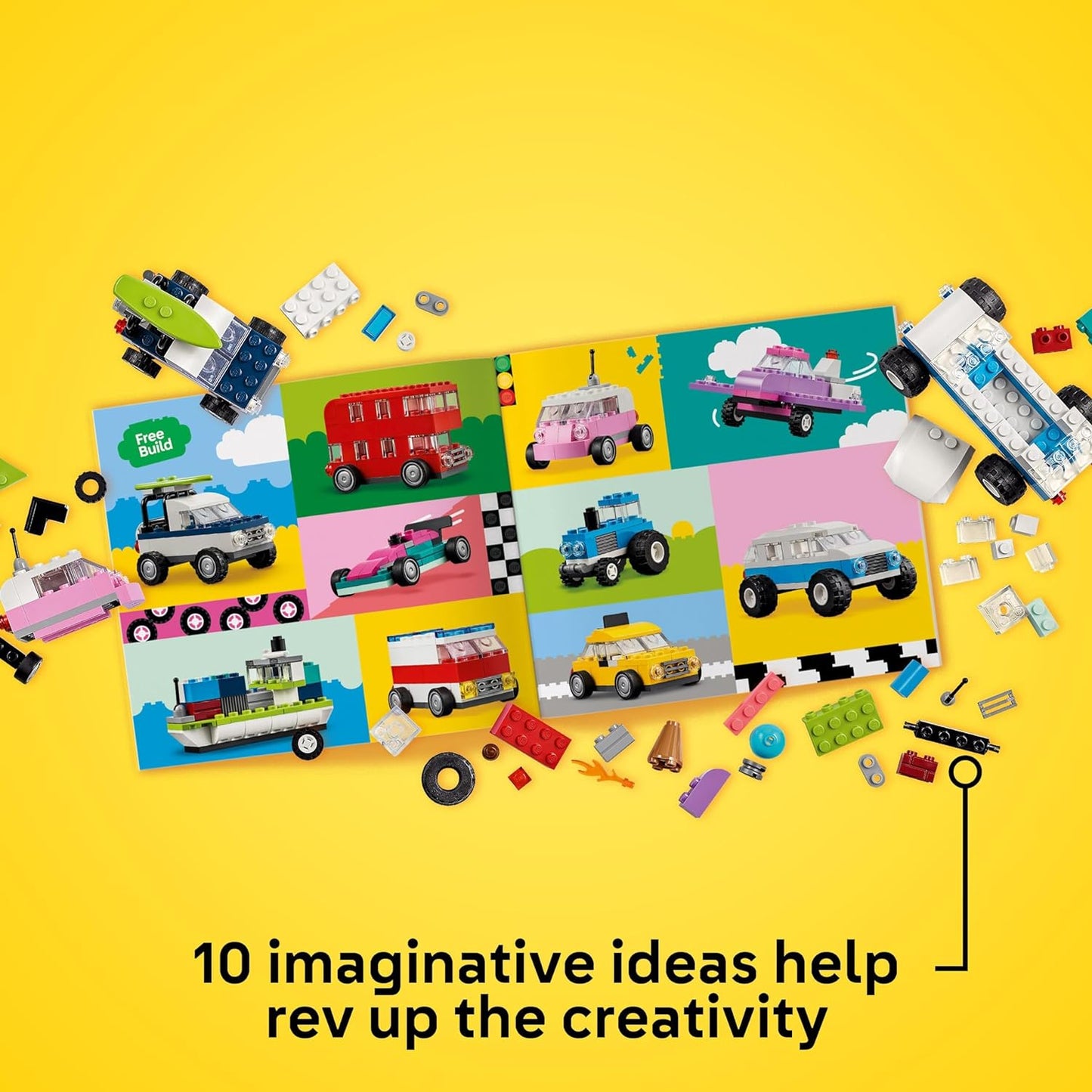 LEGO Veículos criativos clássicos, kit de carros modelo coloridos com um brinquedo de carro de polícia, caminhão de sorvete, limusine, van e muito mais, brinquedos de construção de tijolos para crianças, meninos e meninas de 5 anos