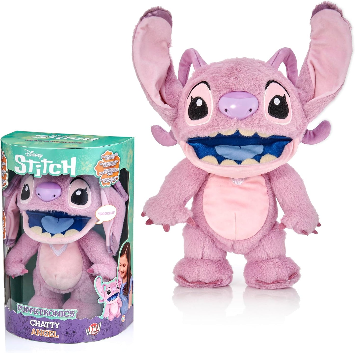 WOW! STUFF Disney Chatty Stitch Deluxe, Puppetronic Stitch, Marionete Animatrônica, Mais de 50 combinações de ação e som, 30 cm/12 polegadas de altura, Idades de 6 a adulto, Azul