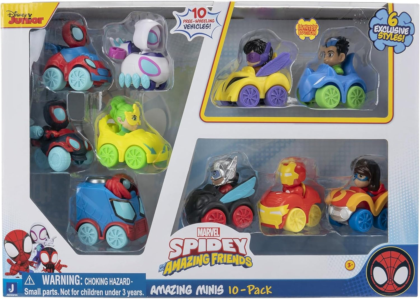 MARVEL'S SPIDEY AND HIS AMAZING FRIENDS - MINI VEÍCULOS INCRÍVEIS - CONJUNTO COM 10 MINI VEÍCULOS DE 5 CM, INCLUINDO SPIDEY, Aranha Fantasma, Spin e MUITO MAIS - BRINQUEDOS COM SEUS AMIGUINHOS AMIGOS DA VIZINHANÇA