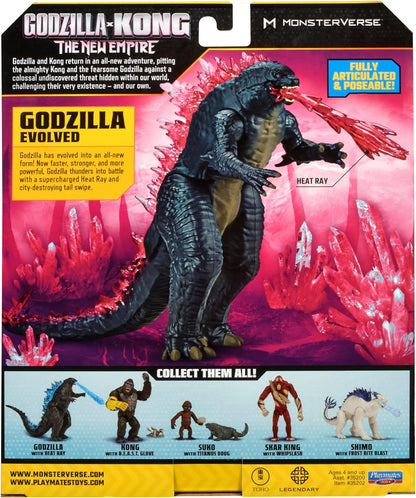 MonsterVerse Godzilla vs. Kong: The New Empire, figura de acción evolucionada de Godzilla de 6 pulgadas, juguete icónico de personaje de película coleccionable, incluye función de energía de haz de calor, juguete adecuado para mayores de 4 años