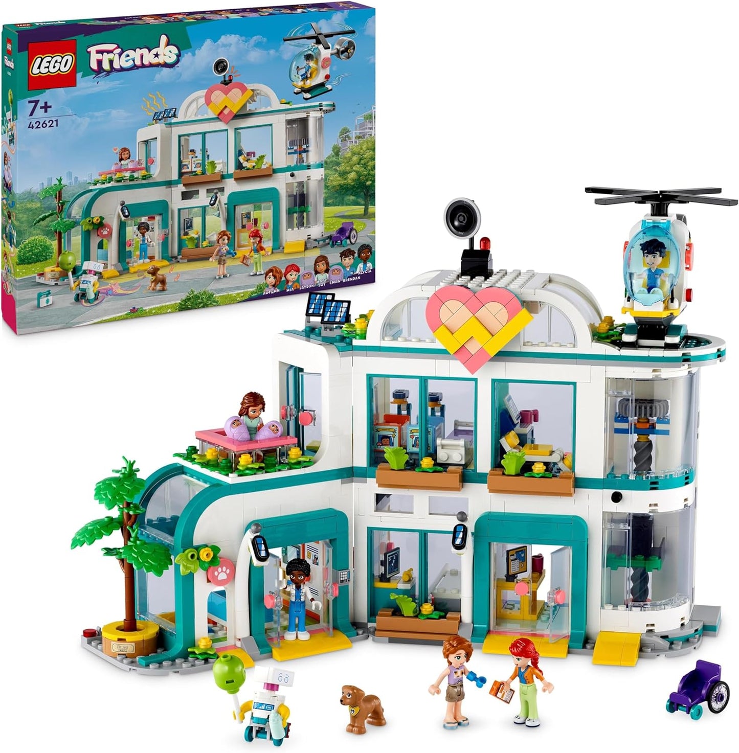 LEGO Friends Heartlake City Hospital Set con helicóptero de juguete para niñas, niños y niños a partir de 7 años, personajes de minimuñecas que incluyen Otoño, juguetes de construcción para juegos de rol de médico, idea de regalo 42621