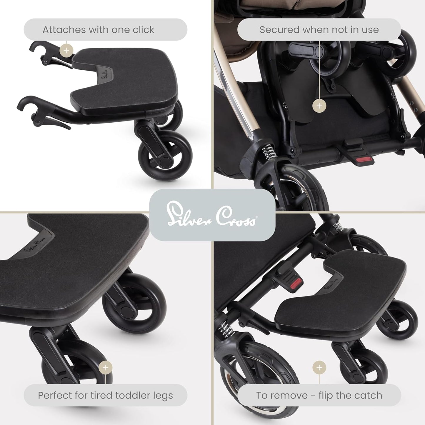 Silver Cross | Prancha de Passeio para Dunas/Recifes | Acessórios para Carrinho de Bebê | Sistema de Viagem Compacto | Máxima Aderência | Durável