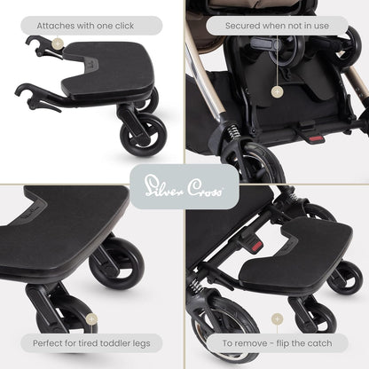 Silver Cross | Prancha de Passeio para Dunas/Recifes | Acessórios para Carrinho de Bebê | Sistema de Viagem Compacto | Máxima Aderência | Durável