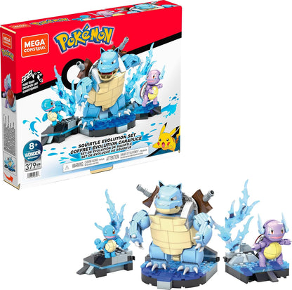 MEGA Conjunto de Montar Pokémon Evolução do Squirtle com 379 peças e peças especiais, brinquedo para crianças a partir de 8 anos, HDH93