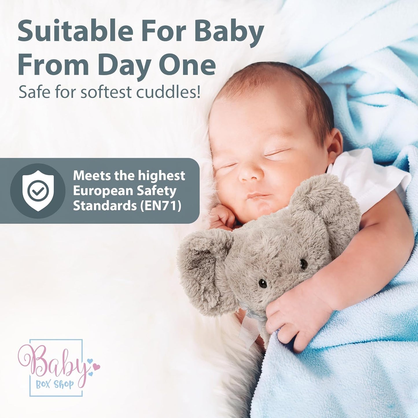 Baby Box Shop - Elefante de pelúcia, urso de pelúcia cinza - ideal para batizados, aniversários ou presentes de bebê, brinquedos de pelúcia para crianças