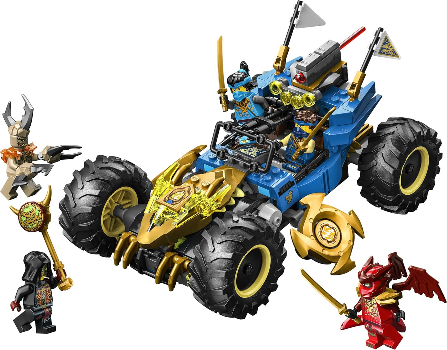 LEGO NINJAGO 2 em 1 Carro Transformável do Jay - Caminhão Ninja com 5 Minifiguras, incluindo Kai e Nya, além de Shurikens e Espadas - Presente de Aniversário para Meninos e Fãs a partir de 8 Anos - 71856
