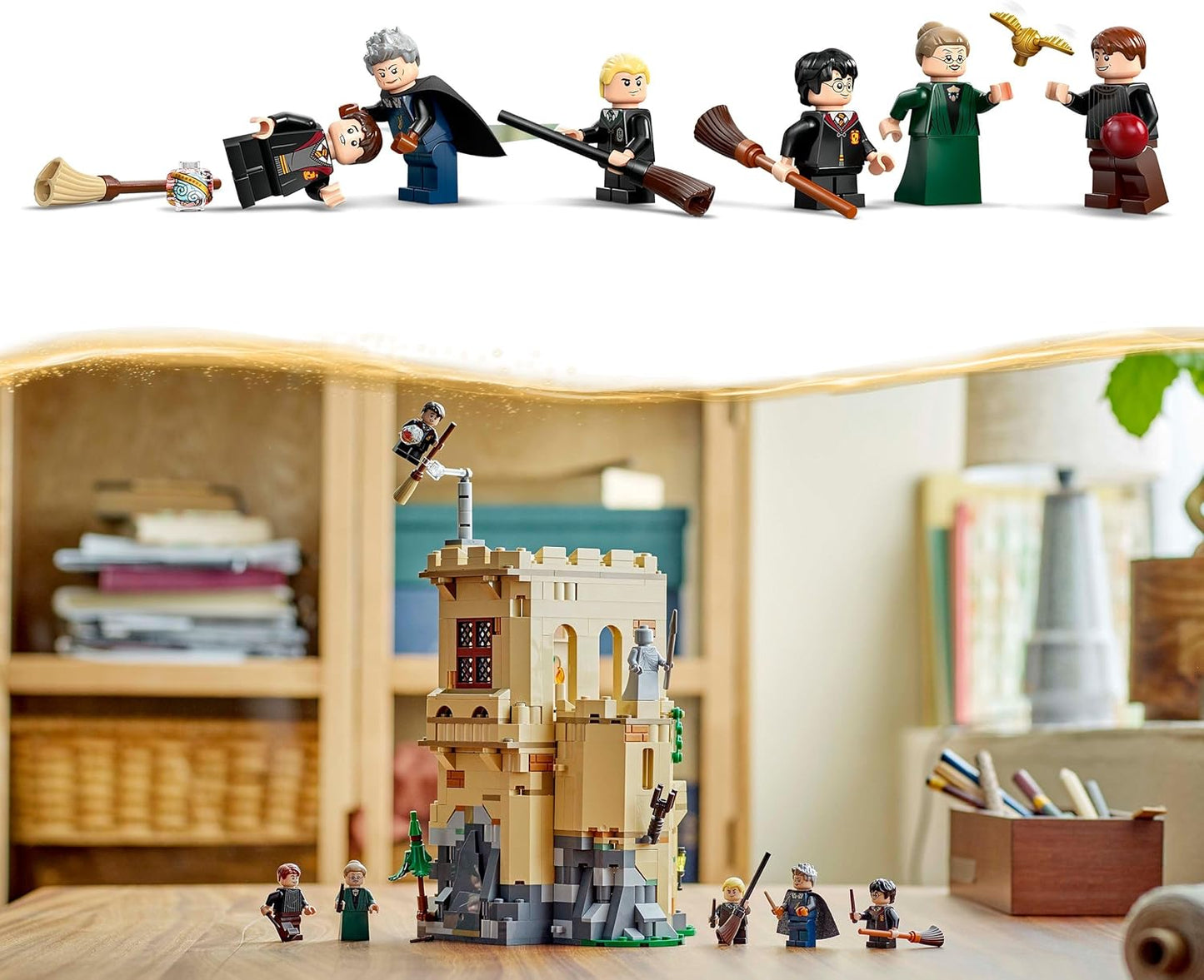 LEGO Harry Potter Castelo de Hogwarts: conjunto de aulas de vôo com 6 minifiguras colecionáveis, incl. Draco Malfoy e Professora McGonagall, brinquedo de dramatização para fãs do mundo mágico, meninos e meninas com mais de 9 anos