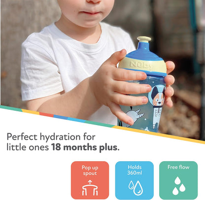 Nuby Garrafa de água Super Quench - Copo com canudinho antiderramamento para crianças pequenas | 540 ml/19 oz | Alça de transporte | Fluxo livre | Pode ser lavado na máquina de lavar louça e esterilizado | Copo adequado para crianças de 18 meses ou mais