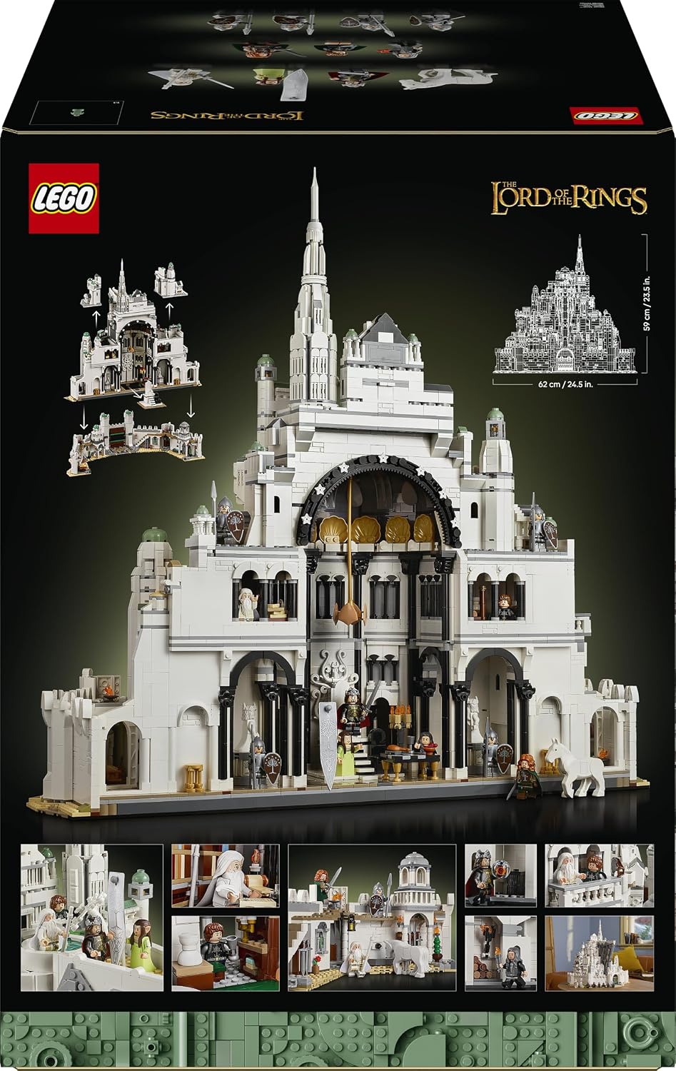 LEGO Icons O Senhor dos Anéis: Minas Tirith 11377 | Conjunto para adultos, kit de montagem 3D da Terra Média, 10 minifiguras colecionáveis, item de gravação de filme para montar, presente...