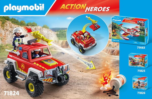 Playmobil | Heróis de Ação | Caminhão de Bombeiros | Carro de Bombeiros | Carro de Brinquedo | Brinquedos para Crianças a partir de 4 anos | 71824