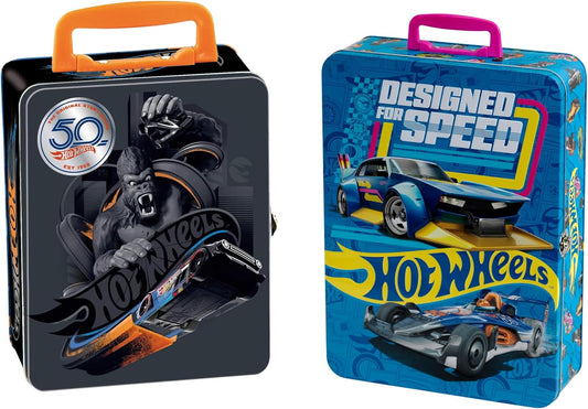 Theo Klein Estojo de armazenamento 2881 Hot Wheels | Maleta de metal para até 50 carrinhos | Compartimentos práticos | Dimensões: 37,5 cm x 26 cm x 8,5 cm | Brinquedo para crianças a partir de 3 anos | Multicolorido