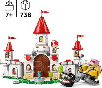 LEGO Conjunto Super Mario Battle com Roy no Castelo de Peach, brinquedo de construção de personagem Nintendo para meninos e meninas de 7 anos ou mais, com 3 figuras, conjunto de aventura, presentes para crianças e jogadores