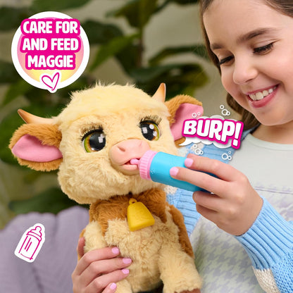 Just Play furReal Maggie, a Vaca Interativa "Coma e Siga", Mini Vaca Highland de 28 cm, para Meninos e Meninas a partir de 4 Anos