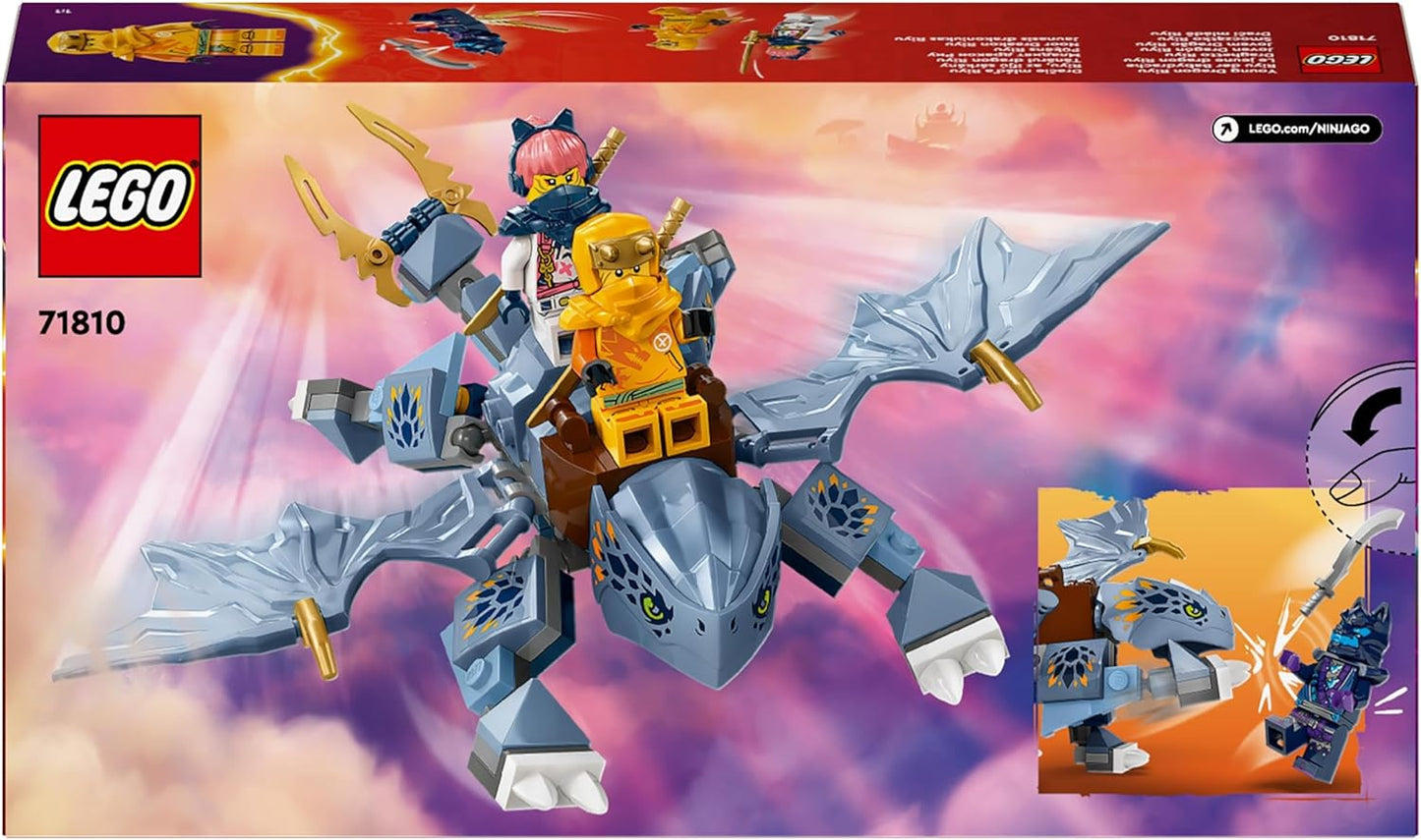 LEGO Brinquedo NINJAGO Young Dragon Riyu, conjunto de jogos Dragons Rising para meninos, meninas e crianças de 6 anos ou mais, inclui 3 minifiguras de personagens ninja com acessórios de espada para jogo independente, ideia de presente 71810