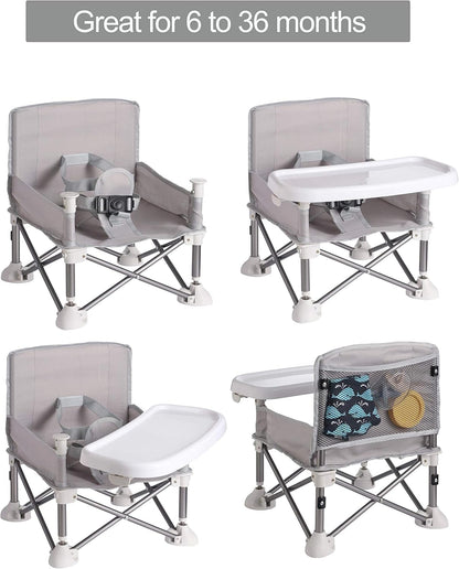 PandaEar Cadeira de alimentação portátil para bebês | Dobrável e compacta com alças para uso interno e externo | Ideal para camping, praia e gramado | Para crianças pequenas, meninos e meninas (cor neutra)