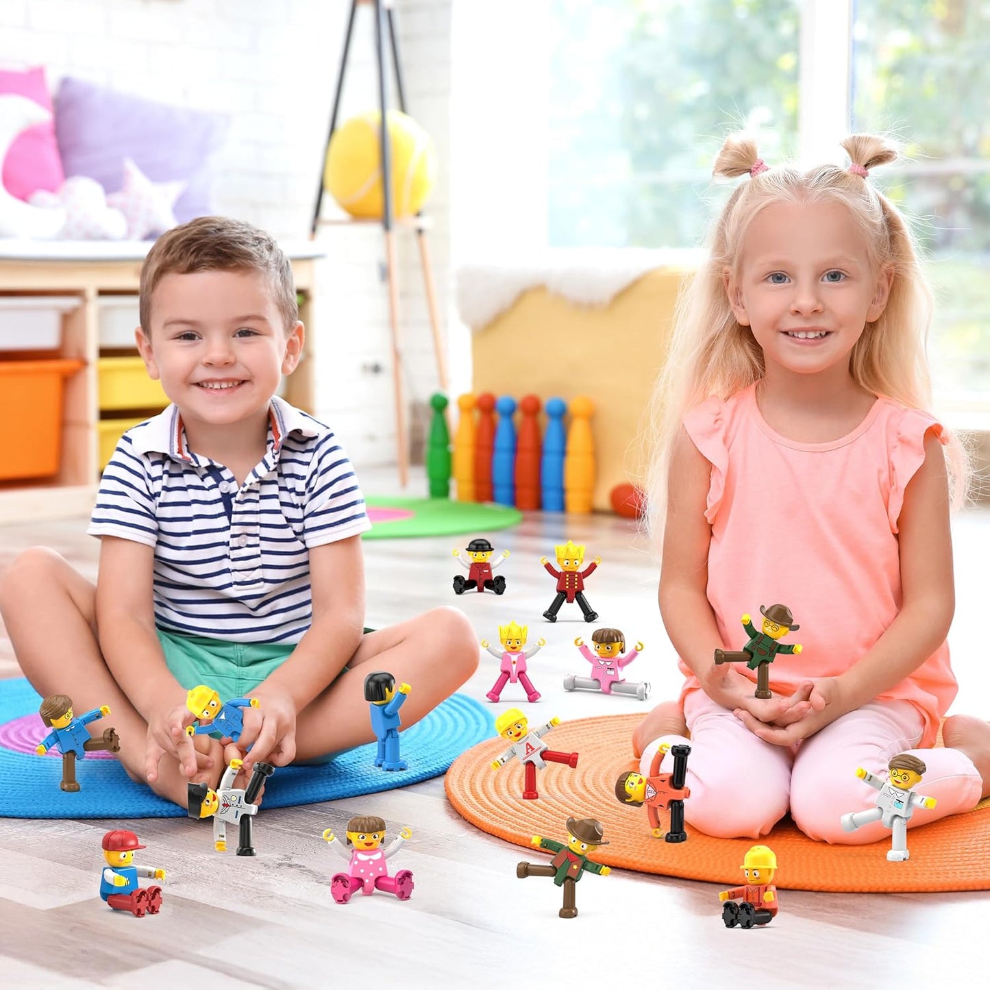 PicassoTiles Conjunto de Brinquedo Infantil com 16 Figuras de Ação de Personagens, Pacote de Expansão, Blocos de Construção Magnéticos, Brinquedo STEM para Brincar de Faz de Conta, Peças de Montar PTA08