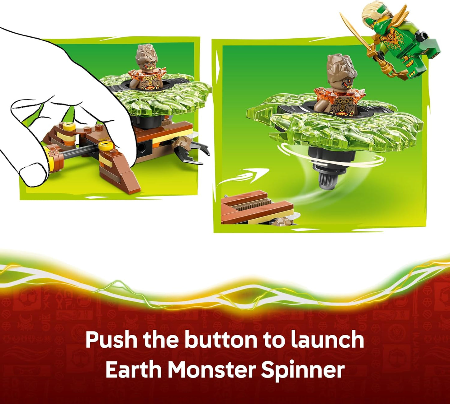 LEGO NINJAGO Lloyd vs. Pião Monstro da Terra - Brinquedo Giratório Ninja com Lançador, Piões de Batalha e 2 Minifiguras - Presente de Aniversário para Meninos e Fãs a partir de 6 Anos - 71850