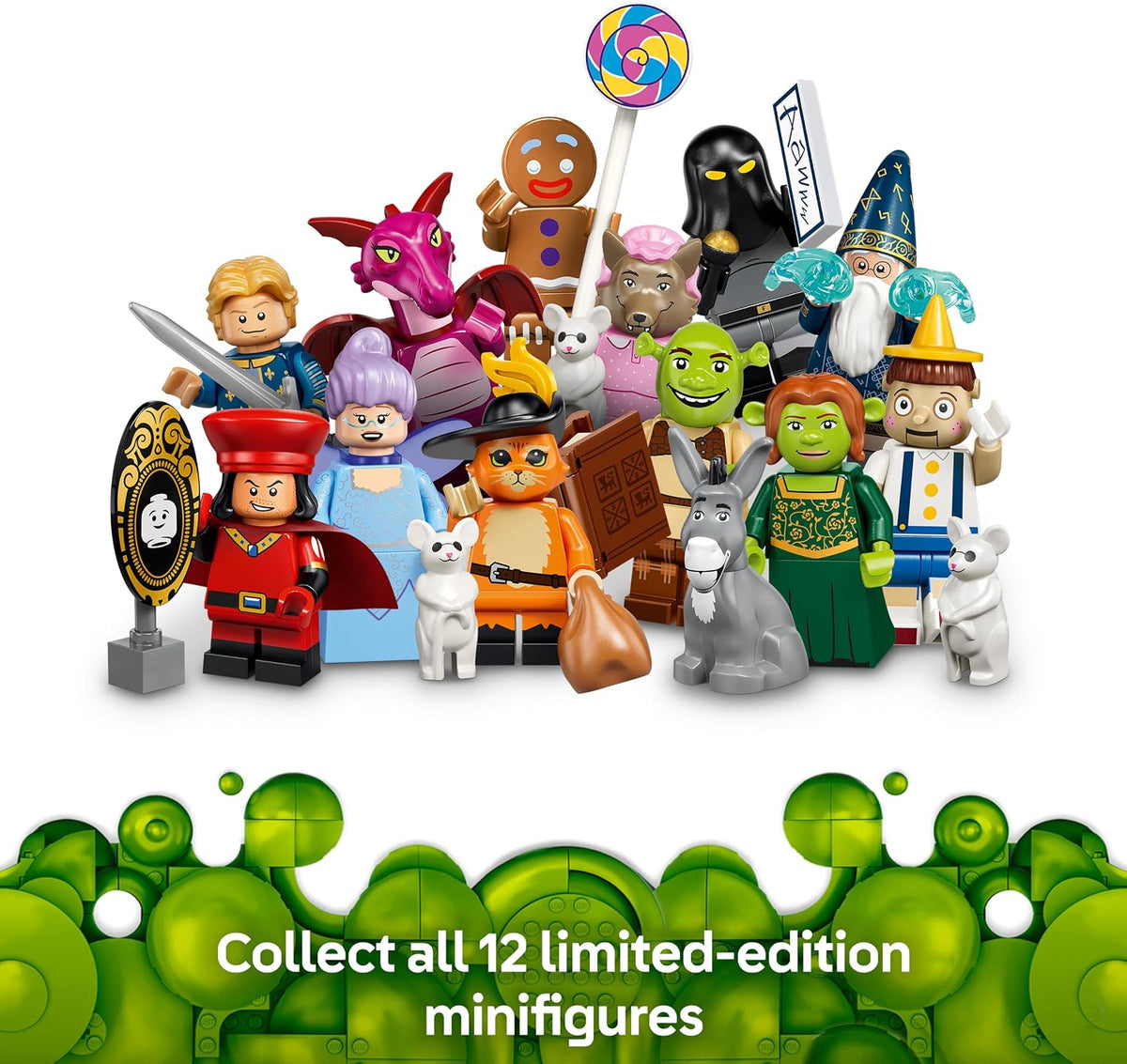 LEGO Minifigures Série Shrek 71053 | Brinquedos para meninos e meninas a partir de 6 anos, embalagem surpresa (blind box), contém 1 de 12 personagens colecionáveis, ideal para lembrancinhas de festa, uma ótima opção de presente pequeno...
