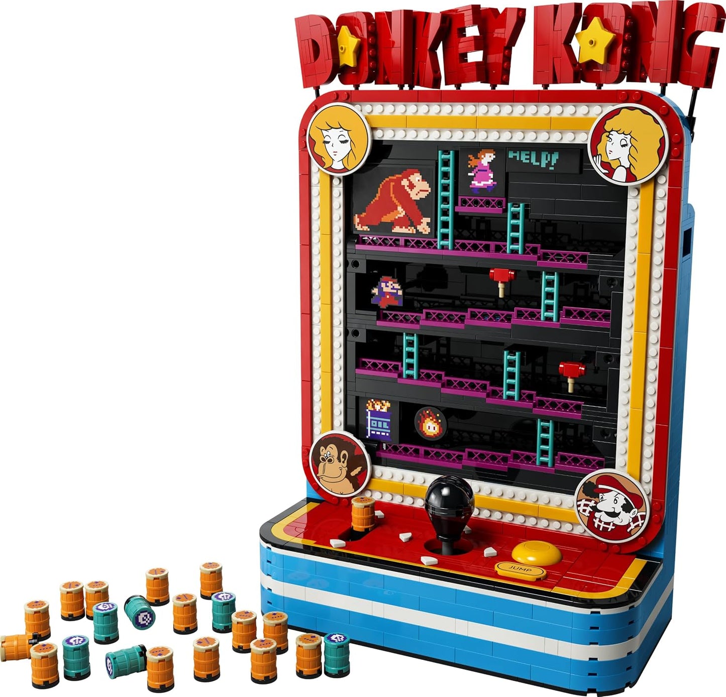 LEGO Super Mario Donkey Kong Arcade – Kit de Modelo 3D Interativo para Adultos, inclui Joysticks e Barris para Decoração Retrô – Item Colecionável de Games – Ideia de Presente para Fãs – 72051