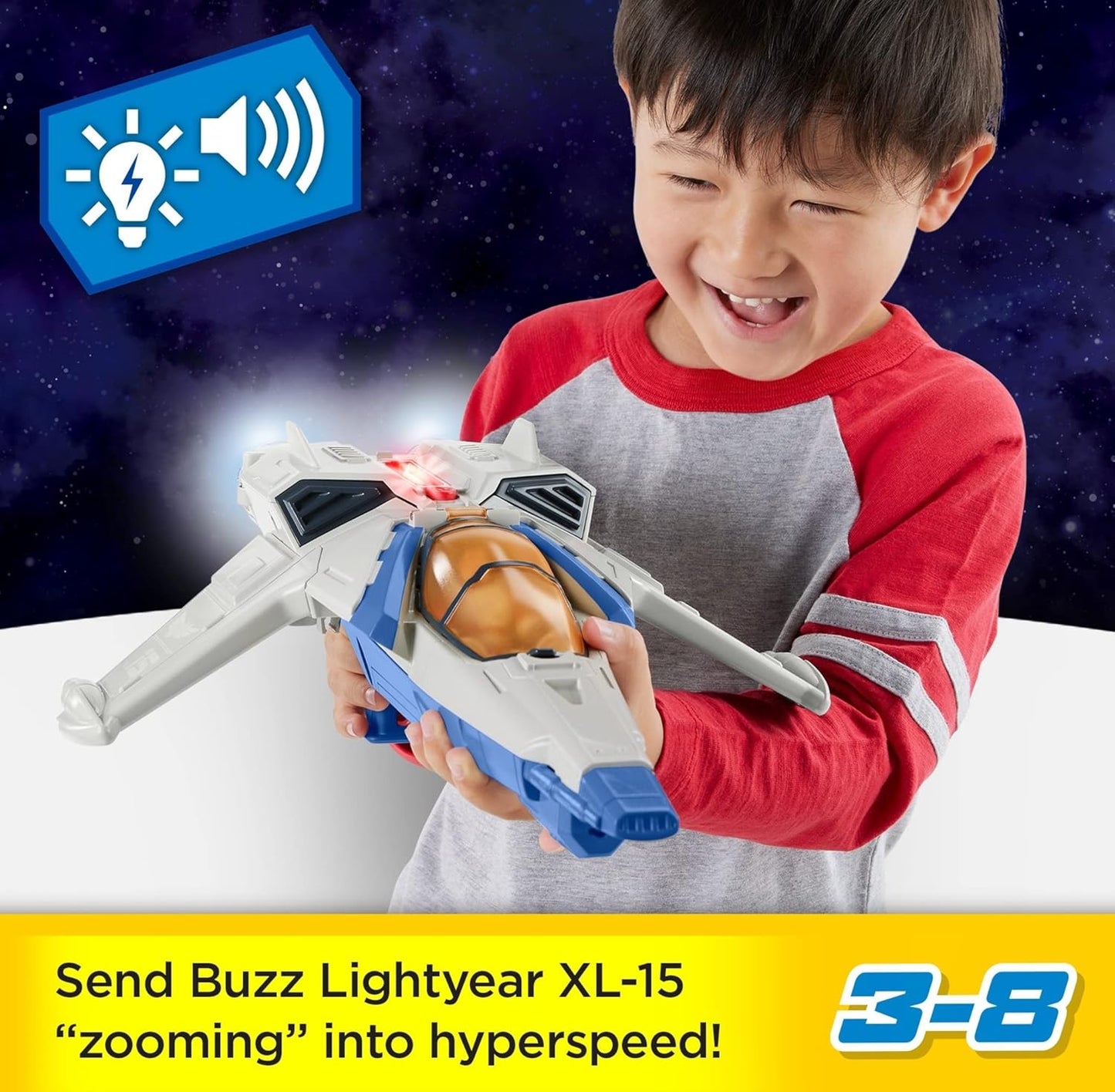 Nave Espacial Imaginext Disney e Pixar Lightyear com Luzes e Sons XL-15 e Figura do Buzz Lightyear para Crianças em Idade Pré-escolar a partir de 3 Anos, HGT26