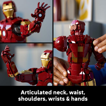LEGO | Marvel Iron Man Mark 3 Collector's Edition Figure - Kit de Modelo de Exibição dos Vingadores para Adultos - Inclui Minifigura e Reator Arc - Presente Colecionável para Fãs - 76344