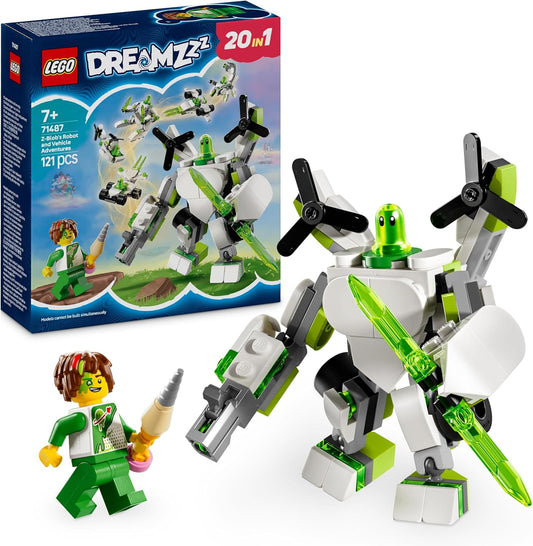 LEGO Conjunto de aventuras de robôs e veículos DREAMZzz Z-Blob com 20 opções de construção, incluindo avião, helicóptero, submarino e carro de corrida, presente de aniversário para meninos e meninas de 7 anos ou mais