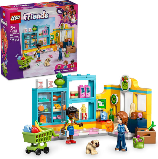 LEGO Friends Mini Supermercado de Heartlake City - Loja de Brinquedos com 2 Mini Bonecas, Figura de Cachorro de Estimação, Caixa Registradora e Acessórios de Comida de Brinquedo - Presente de Aniversário para Meninas a partir de 5 Anos - 42680