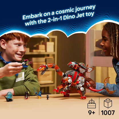 LEGO DREAMZzz 2 em 1 Dino Jet - Figura de dinossauro que se transforma em um Estegossauro Blindado - Inclui 4 minifiguras e 2 criaturas colecionáveis do tesouro - Presente para meninos a partir de 9 anos - 71514
