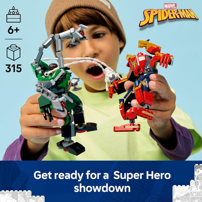 LEGO | Batalha de Robôs da Marvel: Homem-Aranha vs. Doutor Octopus - Brinquedo de Super-Heróis com 2 Figuras de Ação, 3 Minifiguras, Disparadores de Peças e Estilingues de Aranha - Presente para Meninos a partir de 6 Anos - 76338