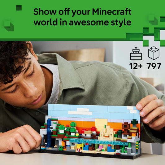 LEGO Minecraft Mini Biomas - Kit de Decoração de Quarto em Miniatura DIY - Quebra-cabeça 3D com 5 Microfiguras - Presente Gamer para Meninos, Meninas e Adolescentes a partir de 12 Anos - 21589