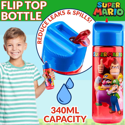 Super Mario Kids Lunchbox with Compartments & Water Bottle, School, Day Trips