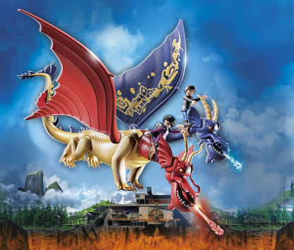 Playmobil DreamWorks Dragons 71080 Dragões: Os Nove Reinos - Wu e Wei com Jun, Figura de Dragão de Duas Cabeças com Função de Tiro, Brinquedos para crianças a partir de 4 anos
