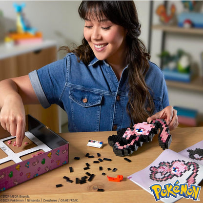 MEGA Conjunto de construção de bonecos de ação Pokémon, Eevee com 323 peças e estilo pixel retrô, para decoração de mesa ou parede, brinquedo de construção e exibição para colecionadores, HTH78