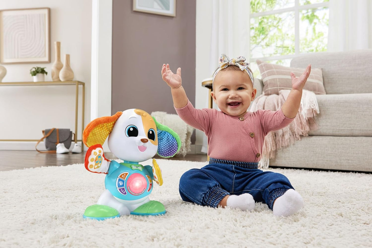 LeapFrog Dance-Around Learning Hound, brinquedo interativo para cães dançantes com luzes, cores e música, ensina letras, cores e números, presente divertido para bebês de 9, 12, 18 meses +