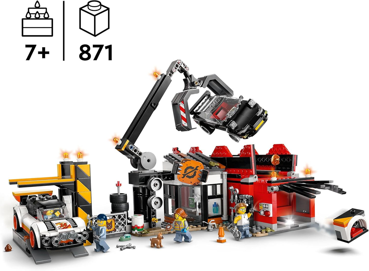LEGO City Scrapyard com carros - Brinquedo de construção com triturador, guindaste, 2 brinquedos para carros, 4 minifiguras de trabalhadores e um prédio de escritórios - Presentes de aniversário para meninos e meninas com mais de 8 anos