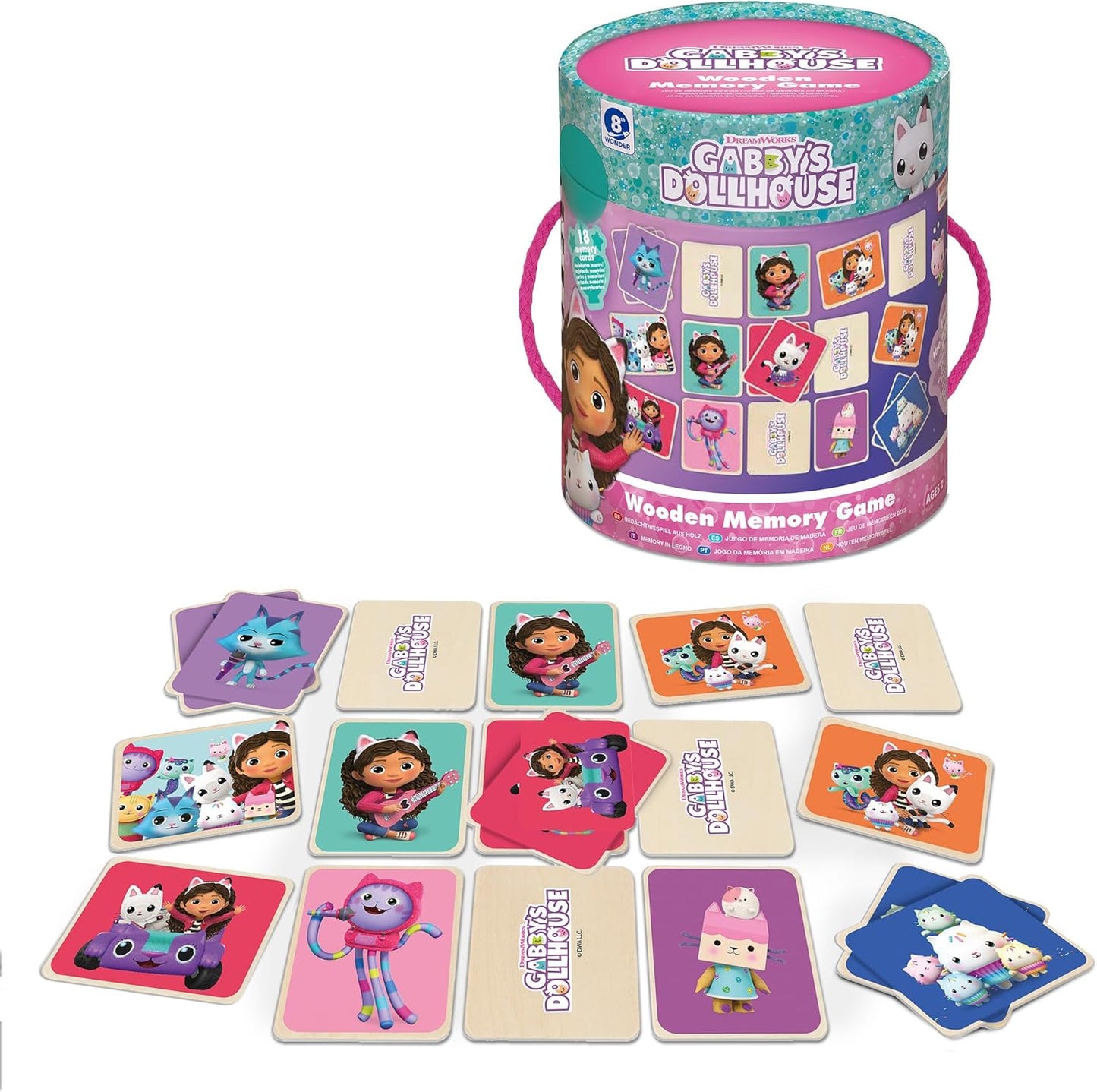Gabby's Dollhouse Jogo da Memória para Crianças - Jogo de Combinar com Gabby e Amigos - Diversão em Família para Viagens - Design Compacto e Portátil - Brinquedo Clássico de Combinar Personagens para Entreter em Casa ou em Qualquer Lugar