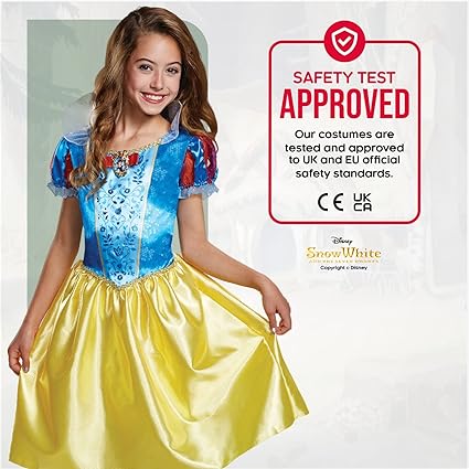 DISGUISE Traje clássico oficial da Branca de Neve da Disney para crianças, roupa de vestir da Branca de Neve, fantasias de princesa para meninas, vestido extravagante, fantasias do Dia Mundial do Livro para meninas