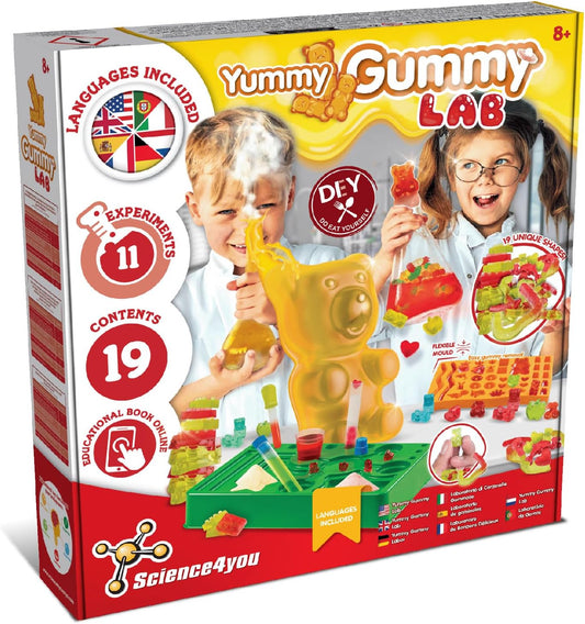 Science4you Gummy Sweets Lab para crianças – Kit para fazer doces para fazer seus próprios doces para crianças e gomas em 19 formatos diferentes, incluindo gomas de urso gigante - caixa de presente de gelatina