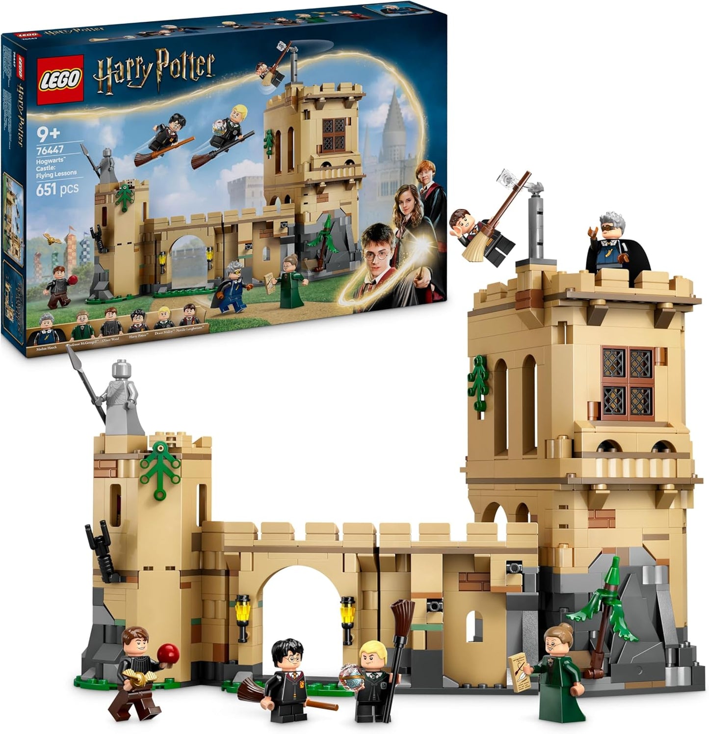 LEGO Harry Potter Castelo de Hogwarts: conjunto de aulas de vôo com 6 minifiguras colecionáveis, incl. Draco Malfoy e Professora McGonagall, brinquedo de dramatização para fãs do mundo mágico, meninos e meninas com mais de 9 anos