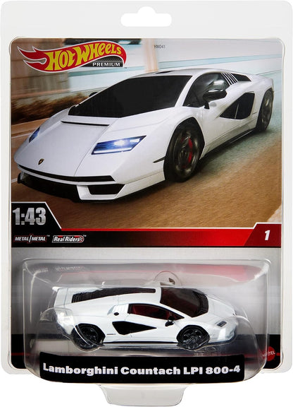Hot Wheels Vehículo premium a escala 1:43, réplicas con licencia oficial para coleccionistas adultos, neumáticos de carreras reales, cuerpo y chasis de metal/metal, HMD49