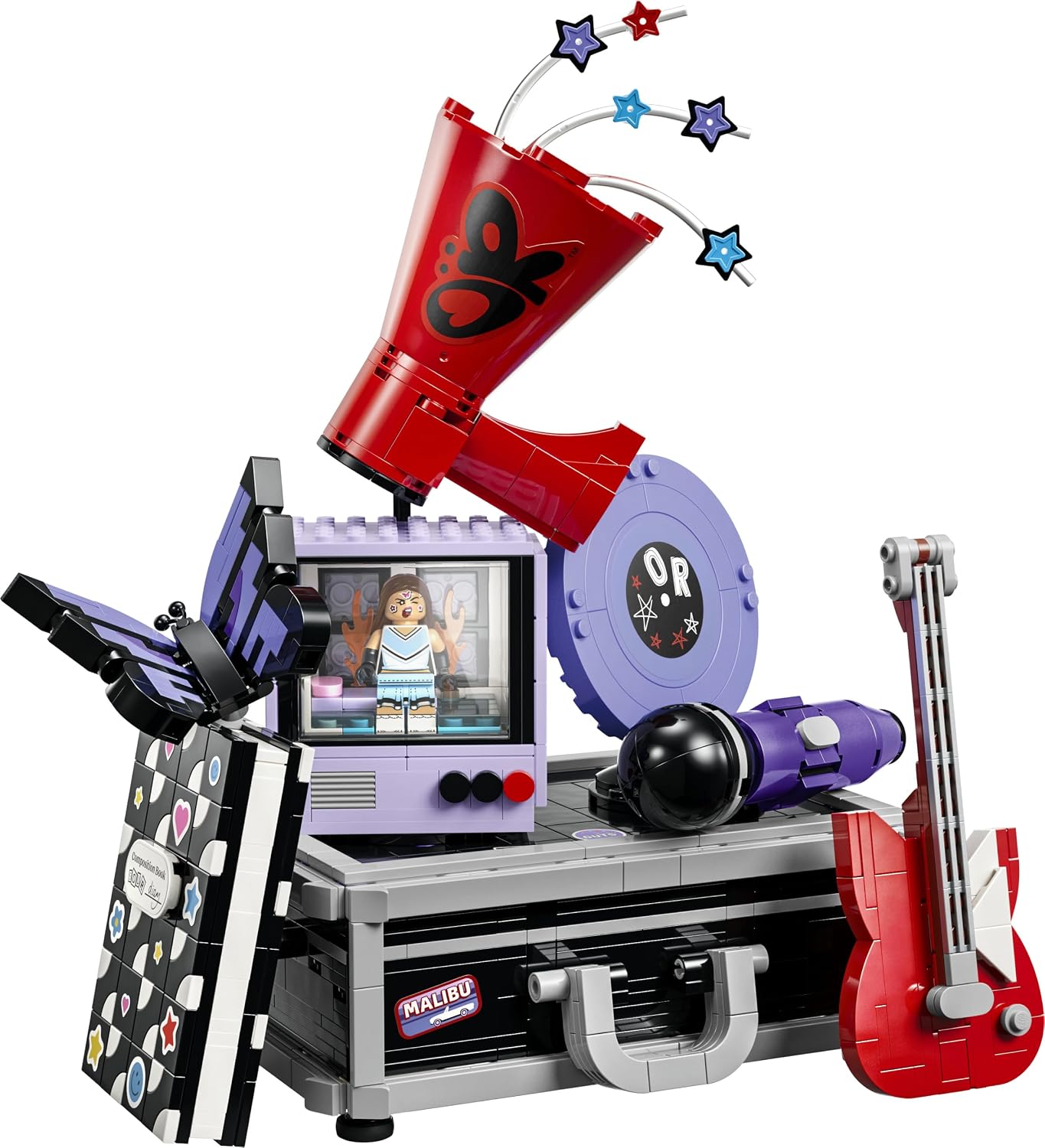 LEGO Olivia Rodrigo – O Esconderijo Secreto – Brinquedo com Maleta, Microfone, Disco, Megafone, TV e Minifigura – Decoração para Quarto Infantil – Presente Musical para Meninas a partir de 10 Anos e Fãs – 43030