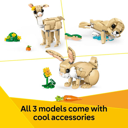 LEGO Brinquedo de coelhinho fofo Creator 3 em 1 - transforma-se em uma figura de lhama ou foca - Conjunto de construção de animais para crianças, meninas e meninos com mais de 8 anos - Presente de aniversário criativo